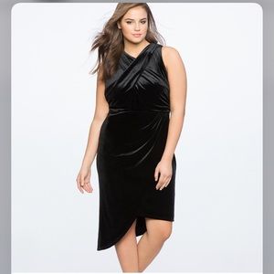 Velvet black faux wrap gorgeous party dress